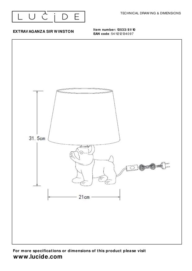 Lampa stołowa EXTRAVAGANZA SIR WINSTON 13533/81/10 - Lucide - obrazek 9
