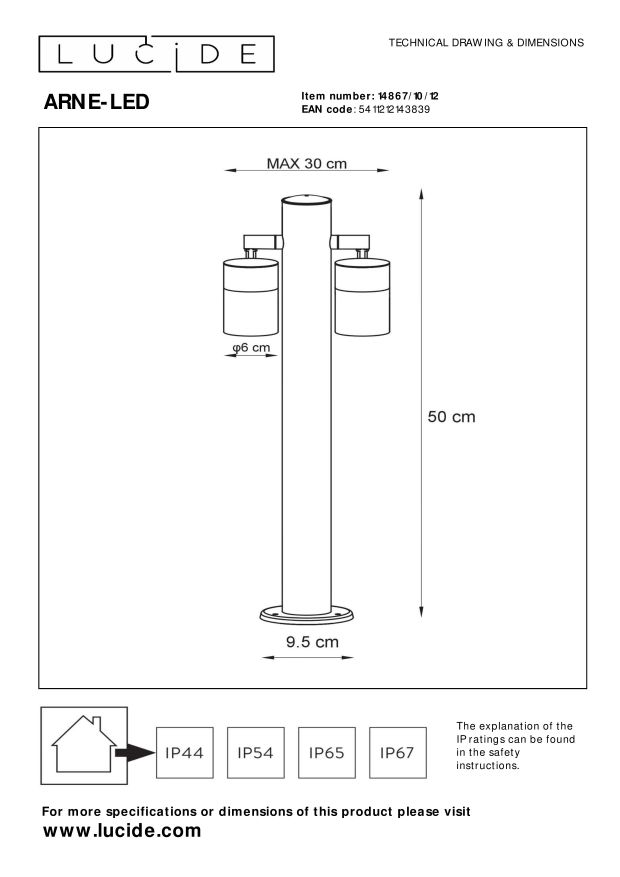 Lampa stojącą zewnętrzna ARNE-LED 14867/10/12 - Lucide - obrazek 6