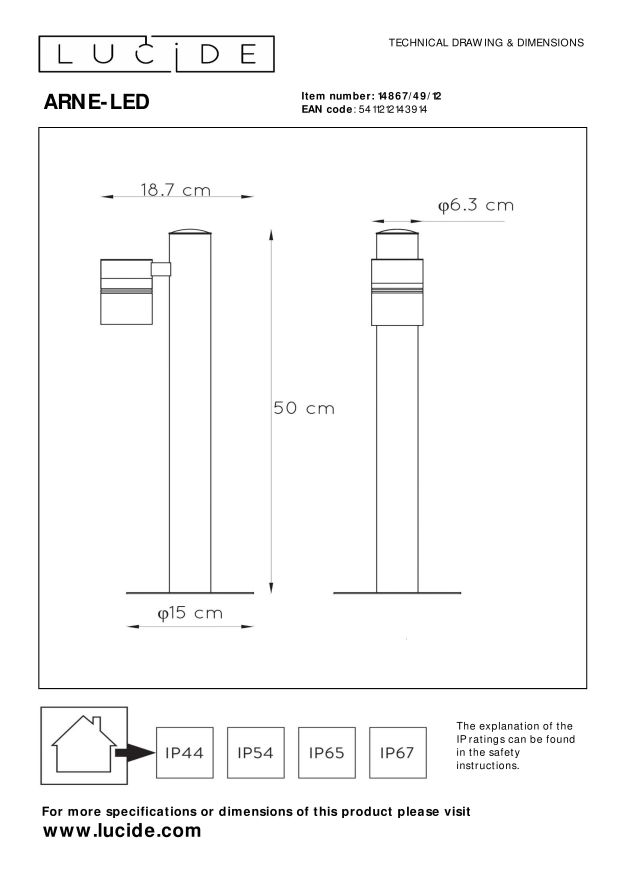Lampa stojącą zewnętrzna ARNE-LED 14867/49/12 - Lucide - obrazek 4