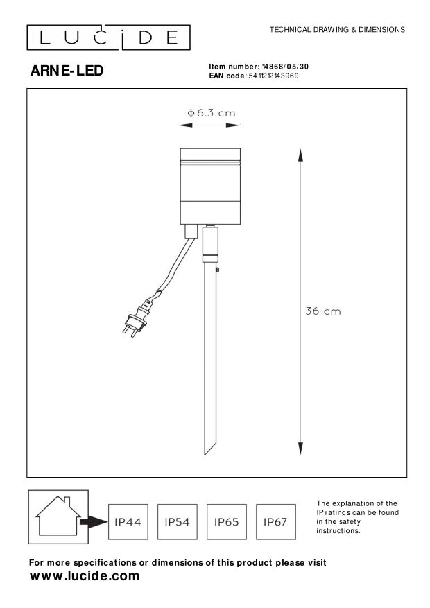 Lampa stojącą zewnętrzna ARNE-LED 14868/05/30 - Lucide - obrazek 5