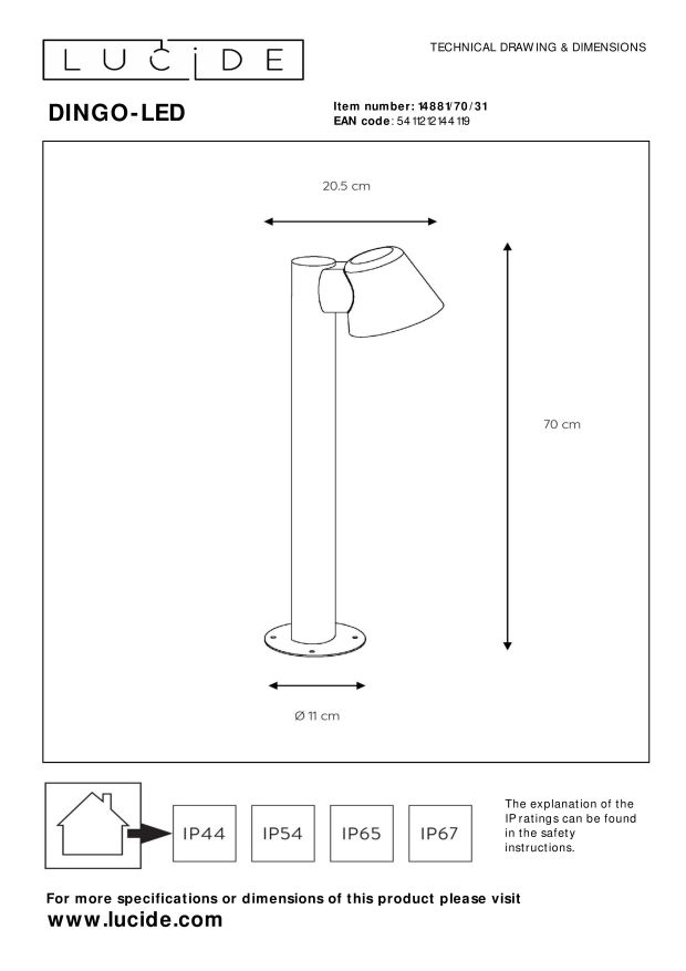 Lampa stojącą zewnętrzna DINGO 14881/70/31 - Lucide - obrazek 6