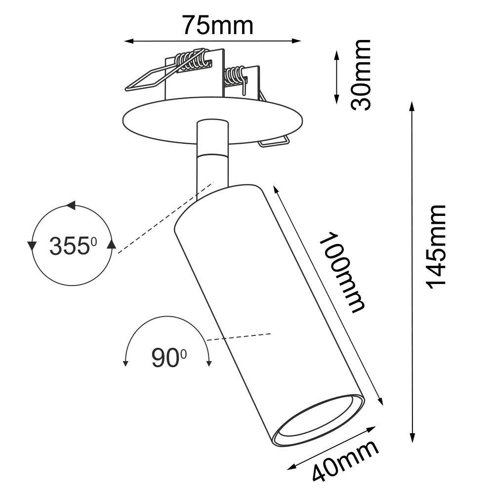 Lampa wpuszczana Ace in 40 - Czarna 3252 - Antigo - obrazek 2