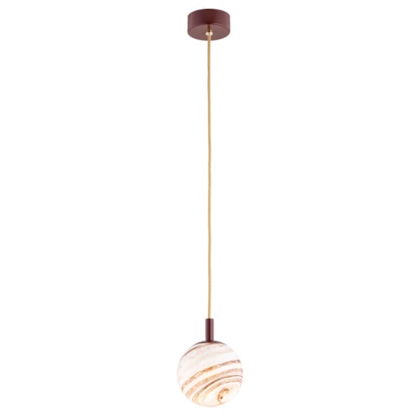 Lampa wisząca ALMIROS 8452 kula alabastrowa brązowa - Argon