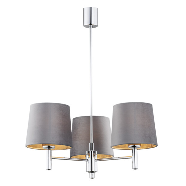 Żyrandol glamour chromowy BOLZANO PLUS 6107 szare abażury - Argon