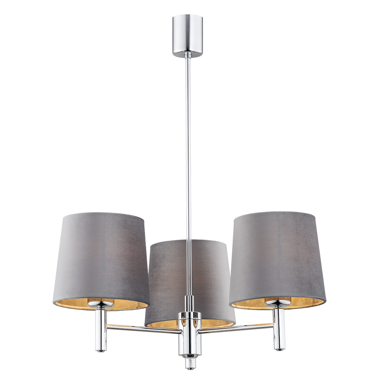 Żyrandol glamour chromowy BOLZANO PLUS 6107 szare abażury - Argon