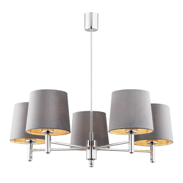 Żyrandol glamour chromowy BOLZANO PLUS 2108 szare abażury - Argon