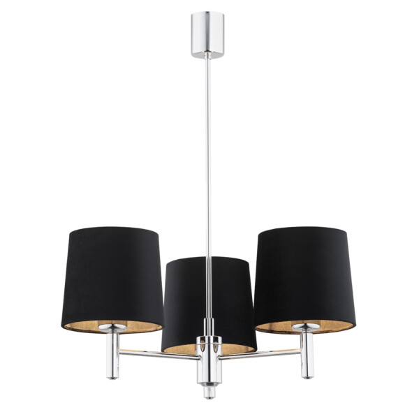 Żyrandol glamour chromowy BOLZANO PLUS 6108 czarne abażury - Argon