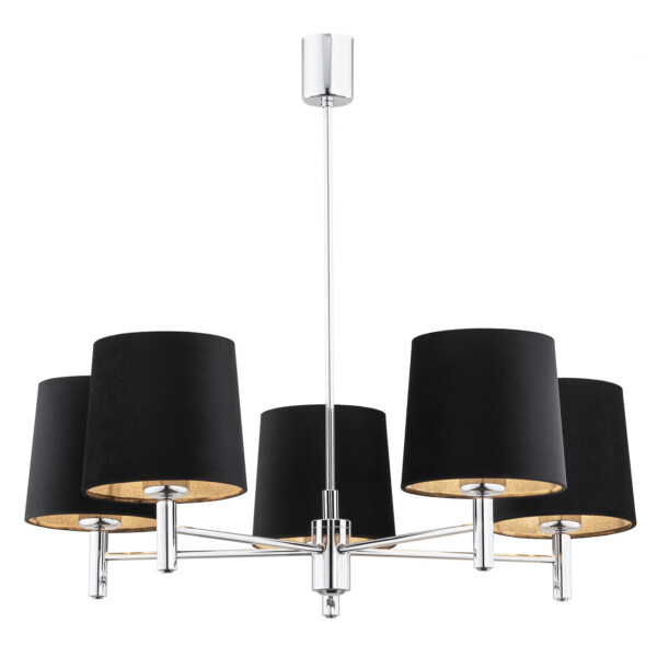 Żyrandol glamour chromowy BOLZANO PLUS 2104 czarne abażury - Argon