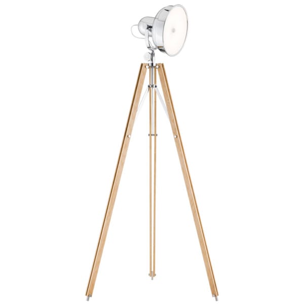 Lampa podłogowa FOTO NEW 3354 na trójnogu drewno + chrom - Argon