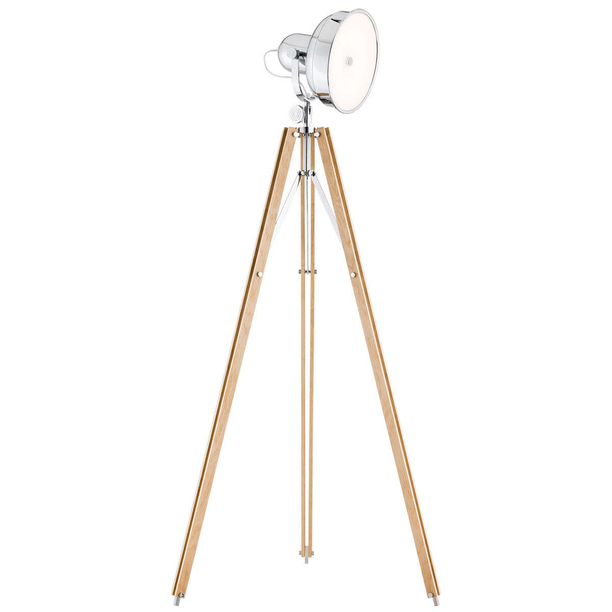 Lampa podłogowa FOTO NEW 3354 na trójnogu drewno + chrom - Argon