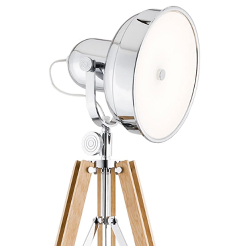 Lampa podłogowa FOTO NEW 3354 na trójnogu drewno + chrom - Argon - obrazek 2