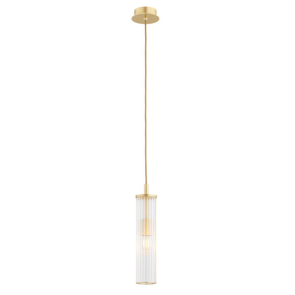 Lampa wisząca tuba HAMPTON 8489 szkło ryflowane i złoto - Argon