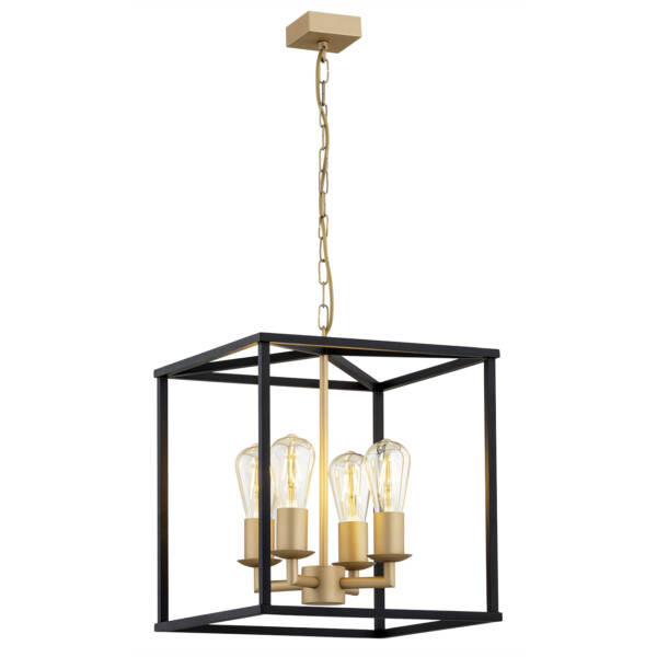 Lampa wisząca stylowa MONZANO 1824 czerń i złoto - Argon