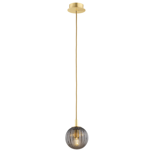 Lampa wisząca ryflowana PALOMA 8512 dymione szkło i złoto - Argon
