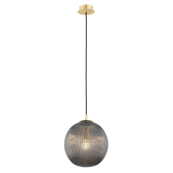 Lampa wisząca ryflowana PALOMA 8513 dymione szkło i złoto - Argon