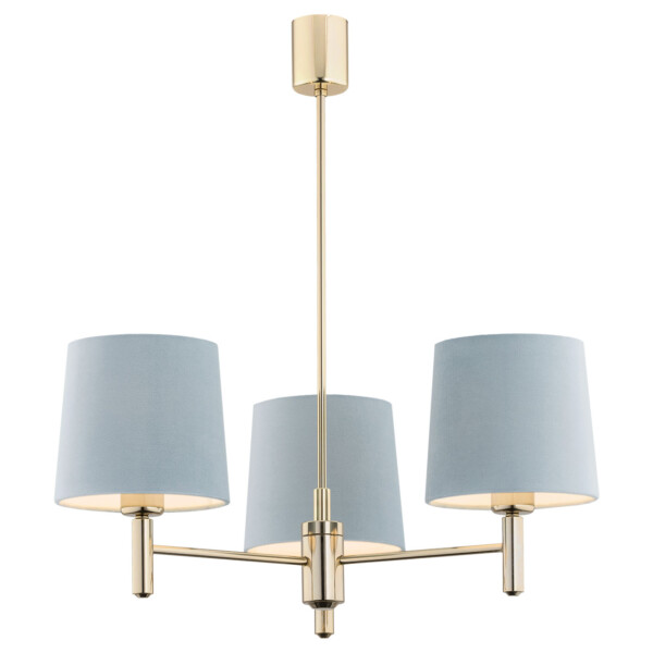 Lampa wisząca potrójna PONTE 1484 błękit złoty do salonu - Argon