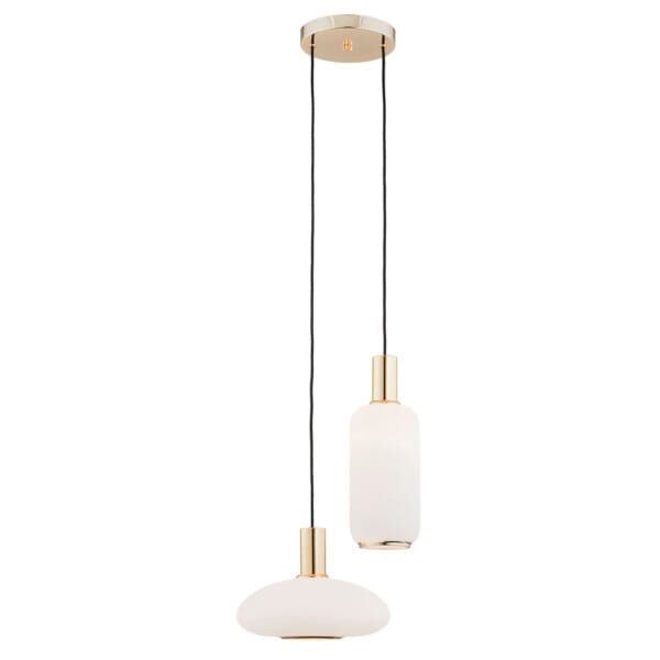 Lampa stylowa wisząca SAGUNTO 896 podwójna mleczna złoto - Argon