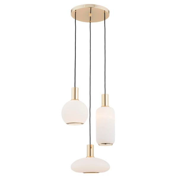 Lampa nad stół stylowa wisząca SAGUNTO 1489 potrójna mleczna złoto - Argon