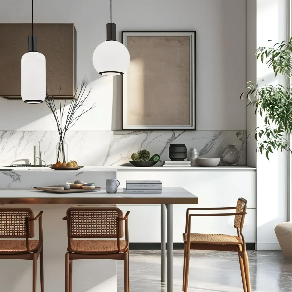 Lampa wisząca szklany klosz SAGUNTO PLUS 8563 biel i czerń - Argon - obrazek 2