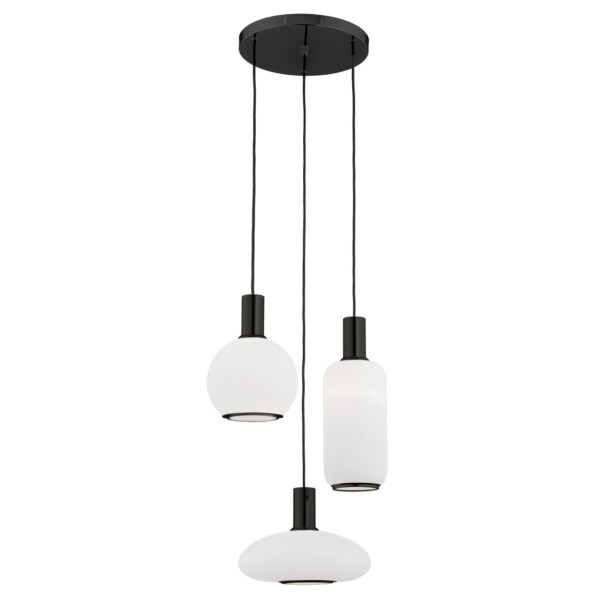 Lampa wisząca szklane klosze SAGUNTO PLUS 6323 biel i czerń - Argon