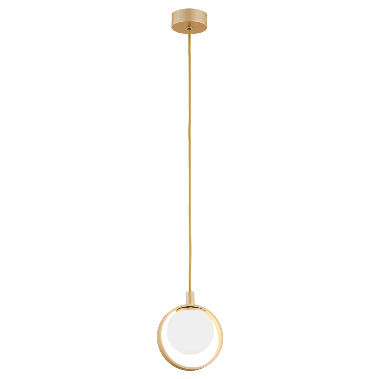 Lampa wisząca designerska SATURNIA 8257 biała kula z obręczą - Argon