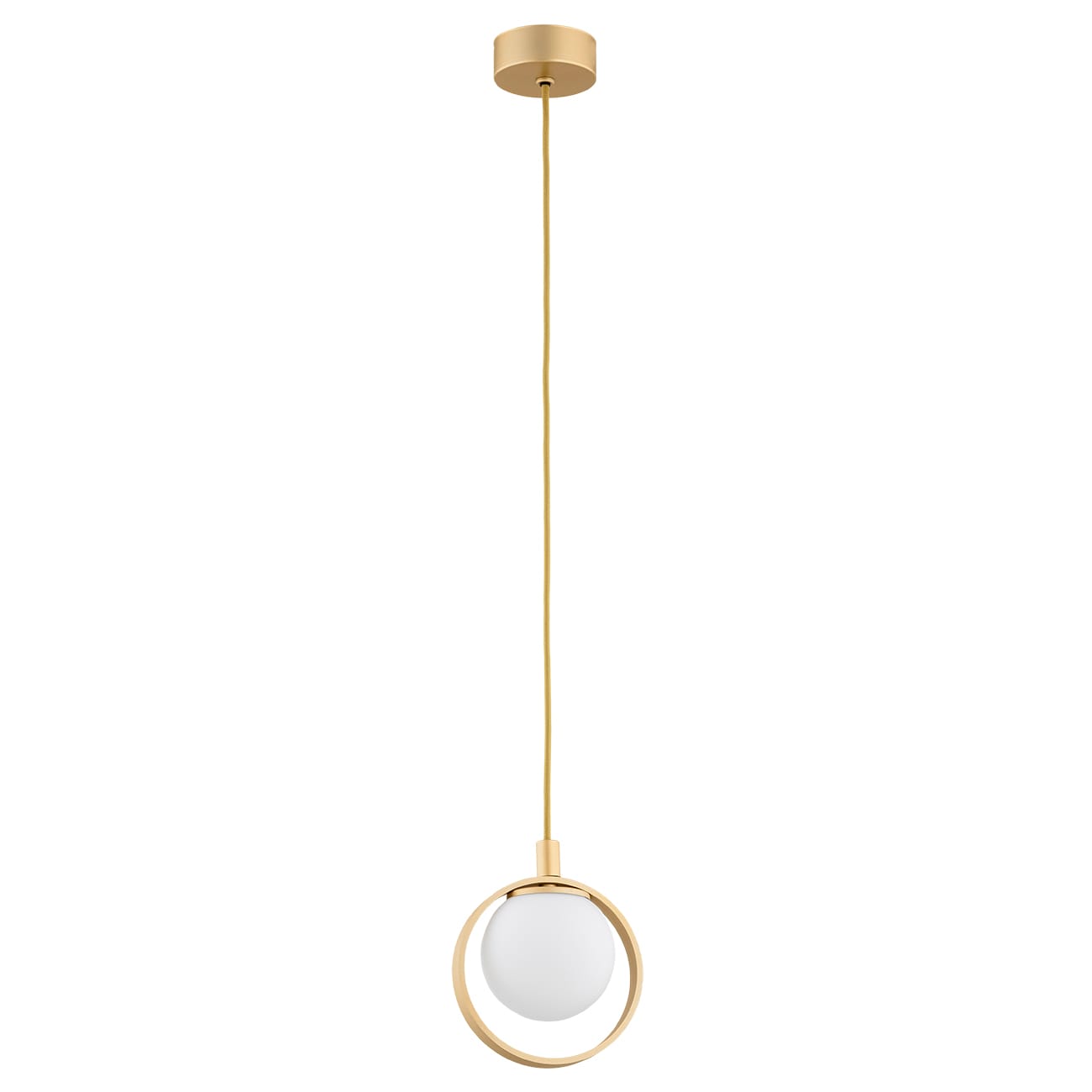 Lampa wisząca designerska SATURNIA 8257 biała kula z obręczą - Argon - obrazek 2