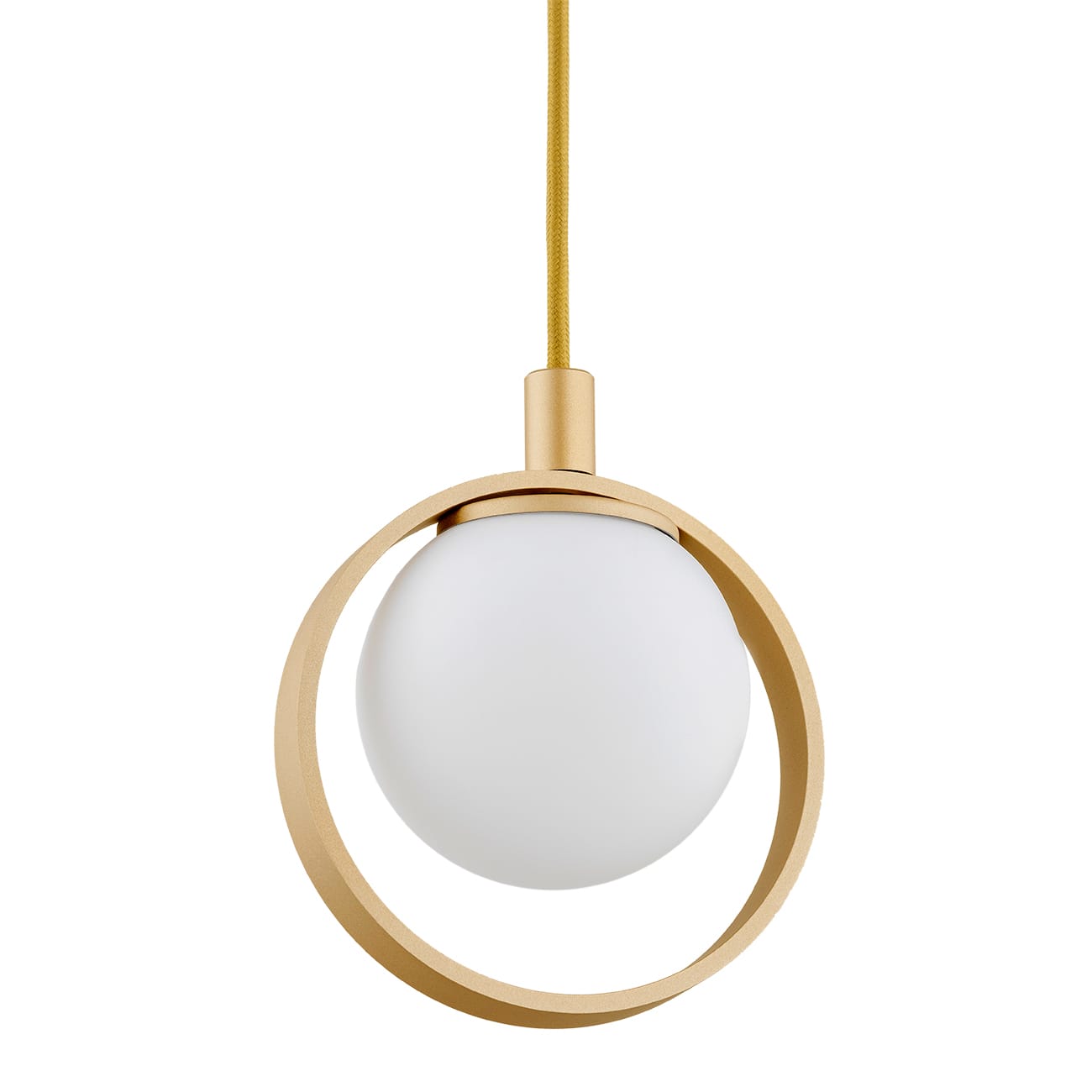 Lampa wisząca designerska SATURNIA 8257 biała kula z obręczą - Argon - obrazek 3