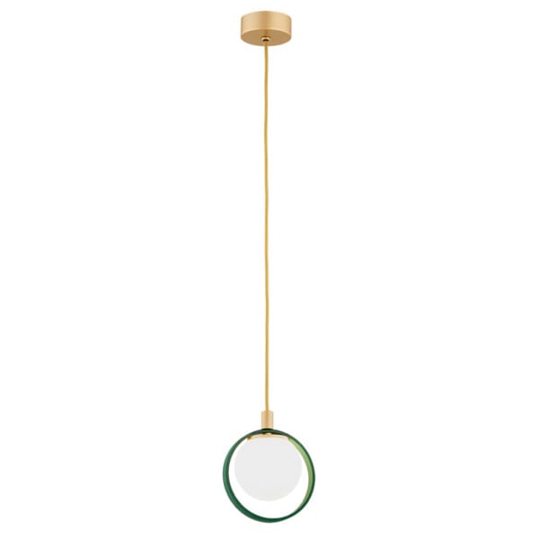 Lampa wisząca designerska SATURNIA 8256 biała kula z obręczą - Argon