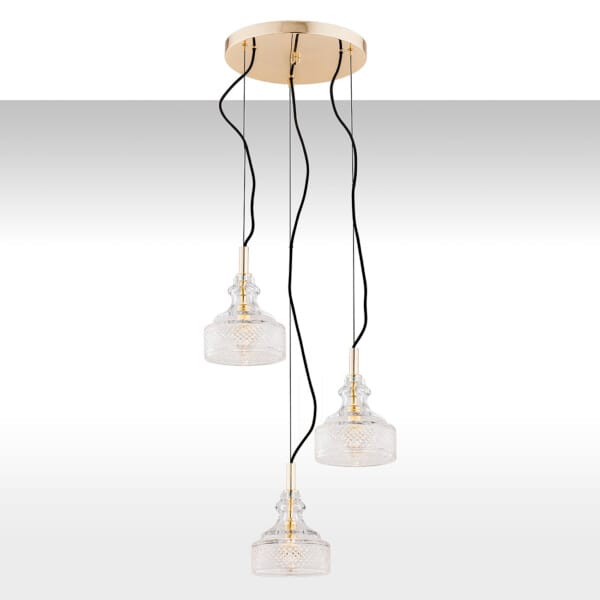 Lampa nad stół wisząca nowoczesna CRUZ 1462 kryształowa mosiądz - Argon