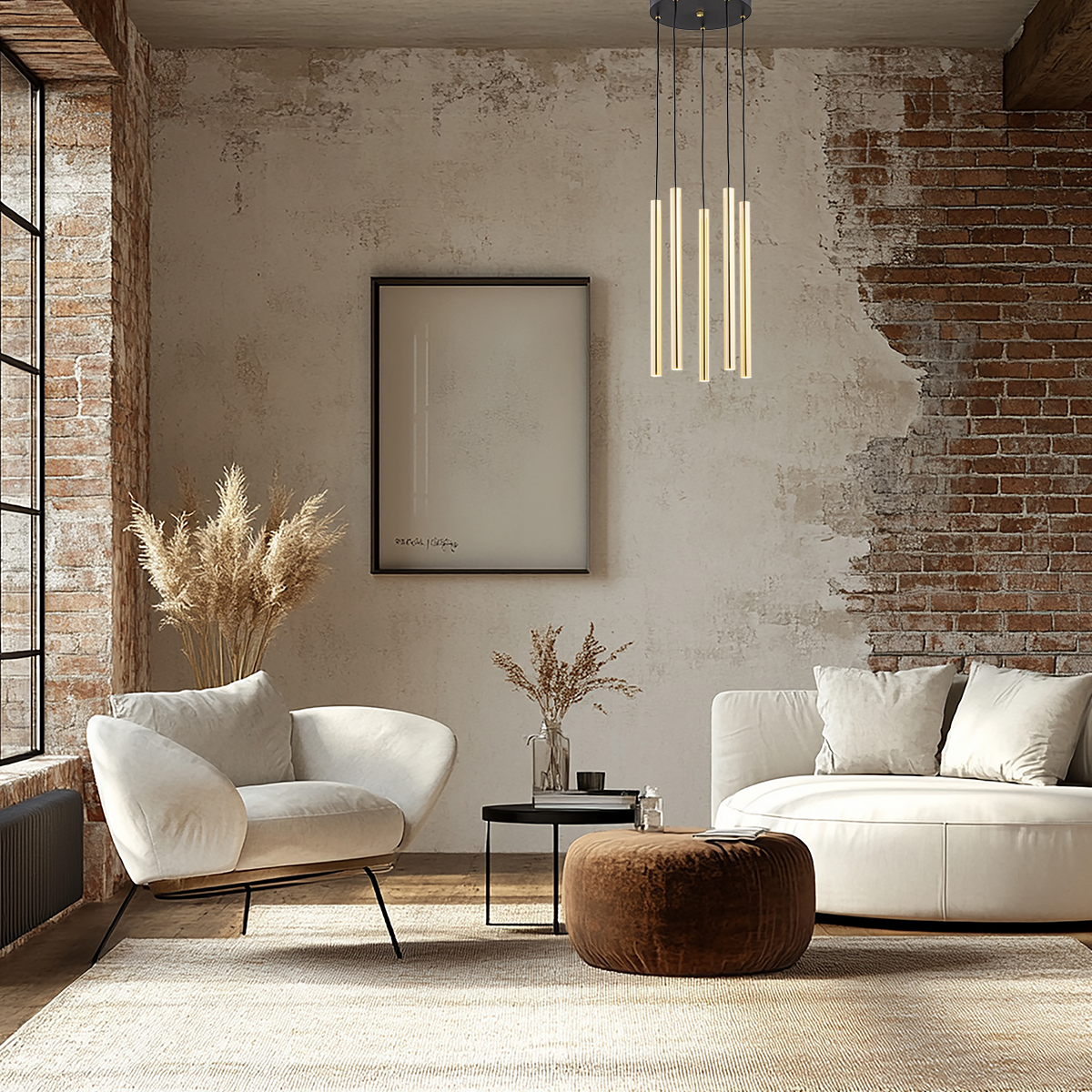 Lampa wisząca elegancka SICILIA PLUS 2144 złote rurki - Argon - obrazek 2