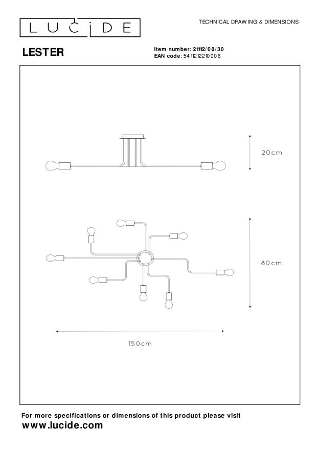 Lampa sufitowa LESTER 21112/08/30 - Lucide - obrazek 5