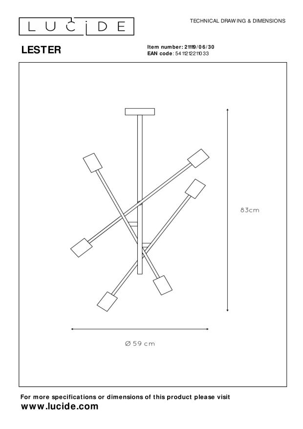 Lampa sufitowa LESTER 21119/06/30 - Lucide - obrazek 7
