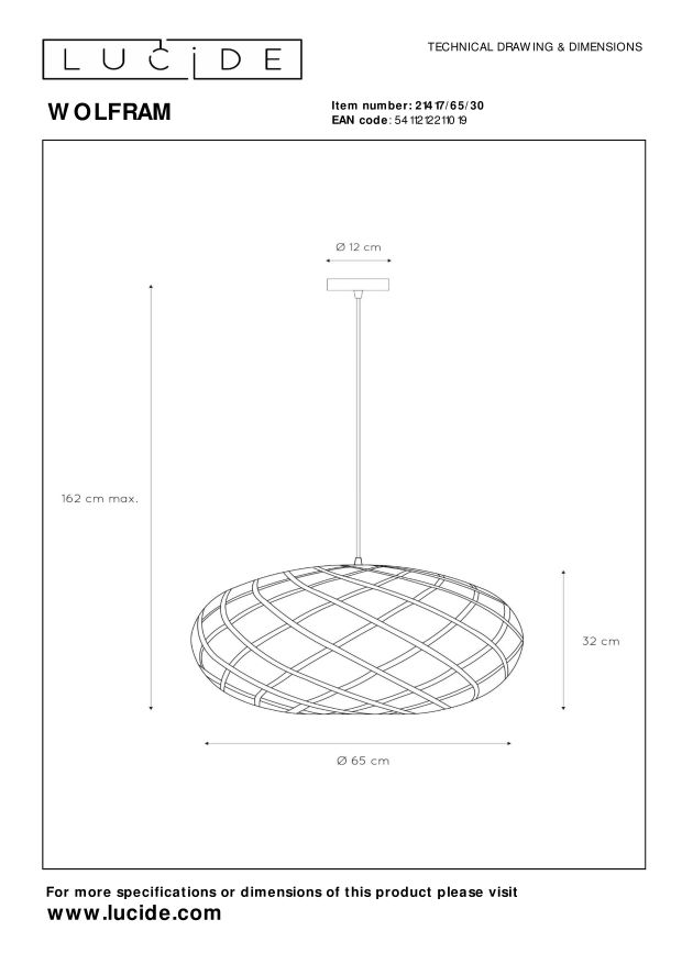 Lampa wisząca WOLFRAM 21417/65/30 - Lucide - obrazek 9