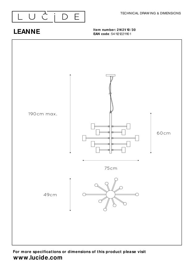 Lampa wisząca LEANNE 21421/10/30 - Lucide - obrazek 9