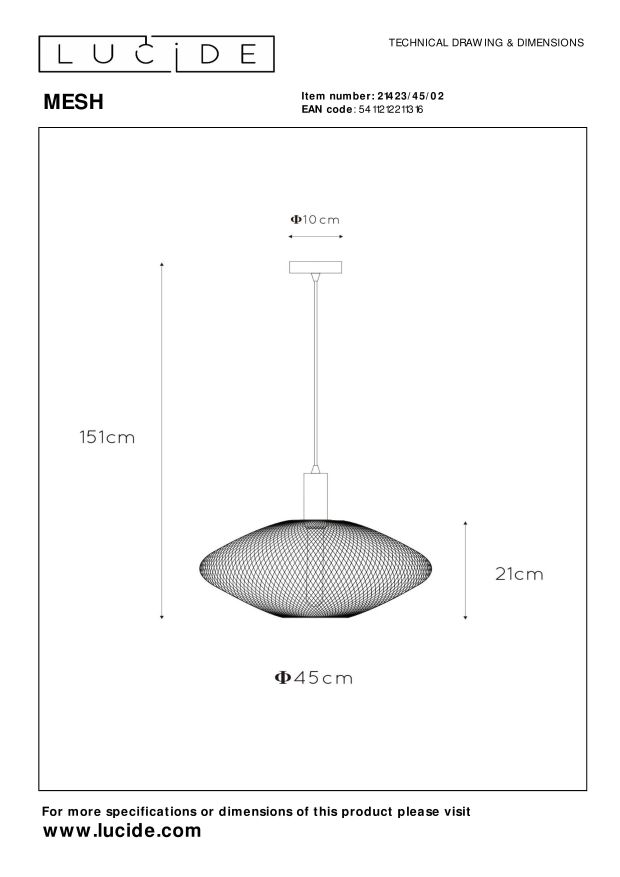 Lampa wisząca MESH 21423/45/02 - Lucide - obrazek 5
