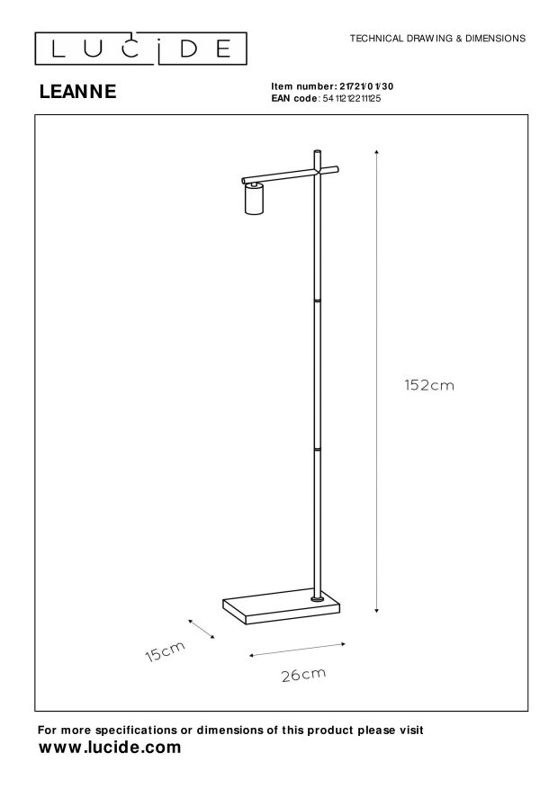 Lampa podłogowa LEANNE 21721/01/30 - Lucide - obrazek 8