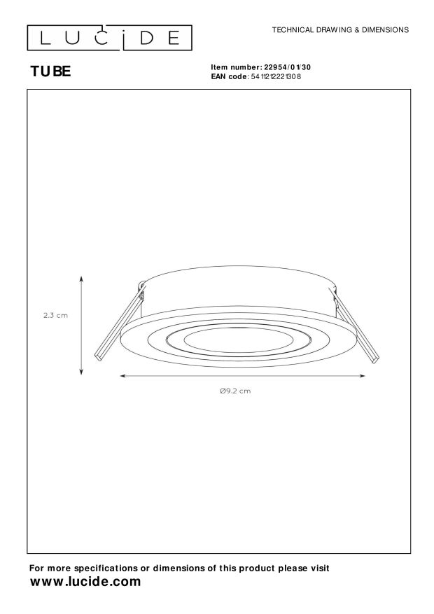 Lampa wpuszczana TUBE 22954/01/30 - Lucide - obrazek 7