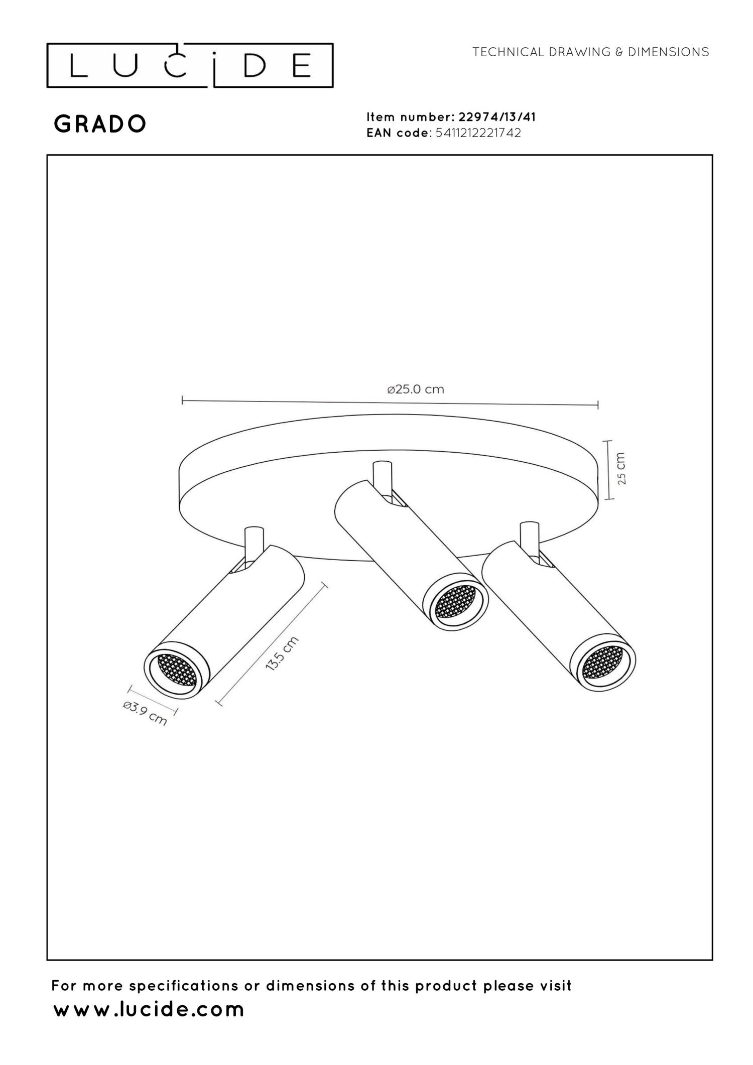 Lampa sufitowa GRADO 22974/13/41 - Lucide - obrazek 5
