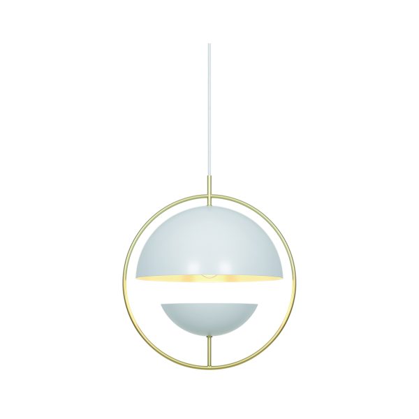 Lampa wisząca  z mosiężnym pierścieniem i białym metalowym kloszem Tavia NO2412353001 - Nordlux