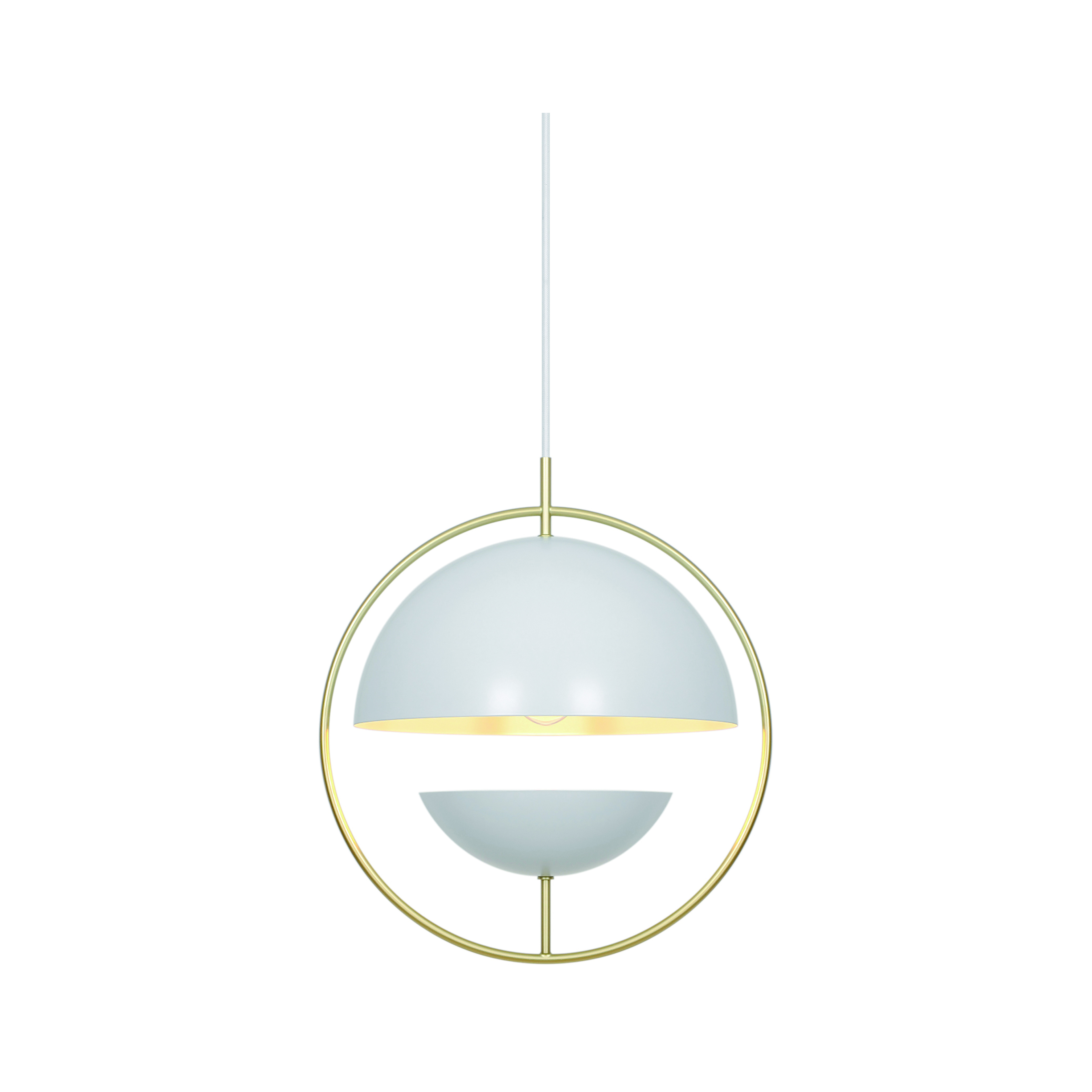 Lampa wisząca z mosiężnym pierścieniem i białym metalowym kloszem Tavia NO2412353001 - Nordlux