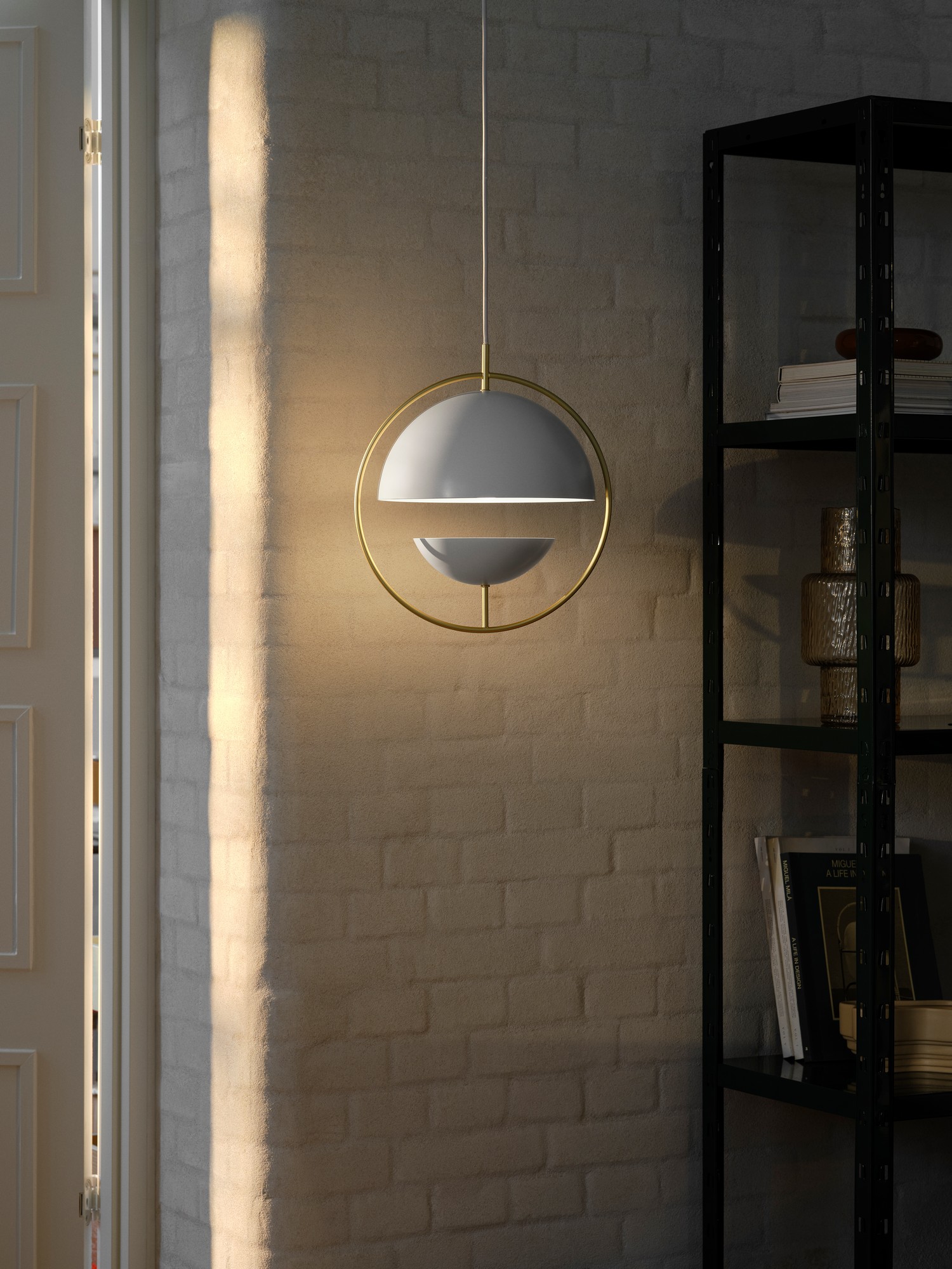 Lampa wisząca z mosiężnym pierścieniem i białym metalowym kloszem Tavia NO2412353001 - Nordlux - obrazek 8