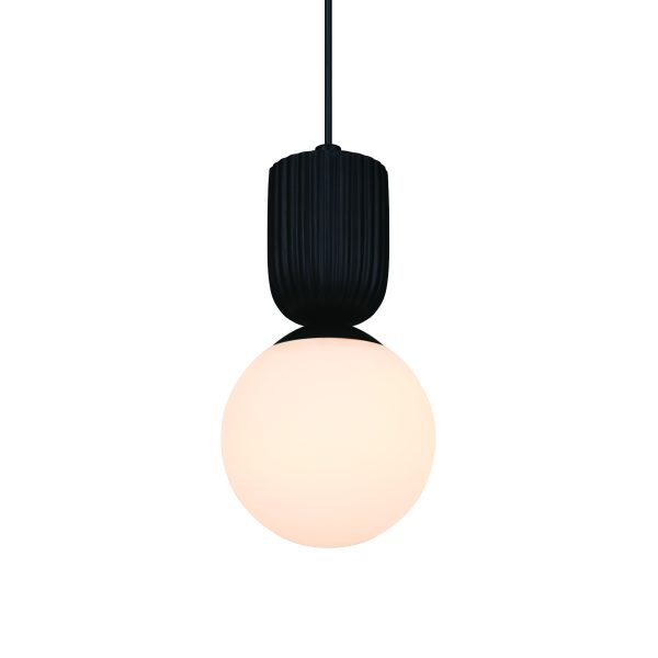 Lampa wisząca czarna + klosz biała kula Sadie NO2512603003 - Nordlux