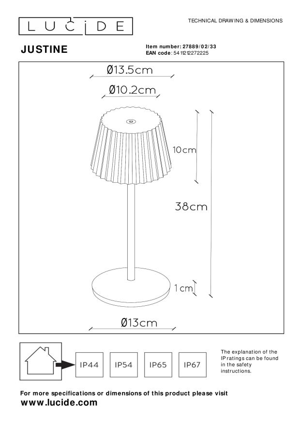 Akumulatorowa lampa ogrodowa JUSTINE 27889/02/33 - Lucide - obrazek 4