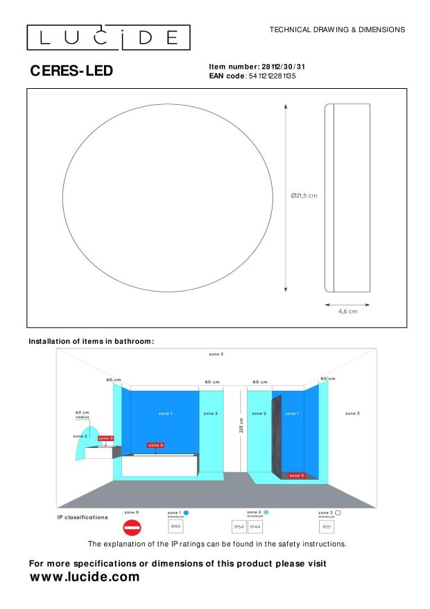 Lampa łazienkowa CERES-LED 28112/30/31 - Lucide - obrazek 9