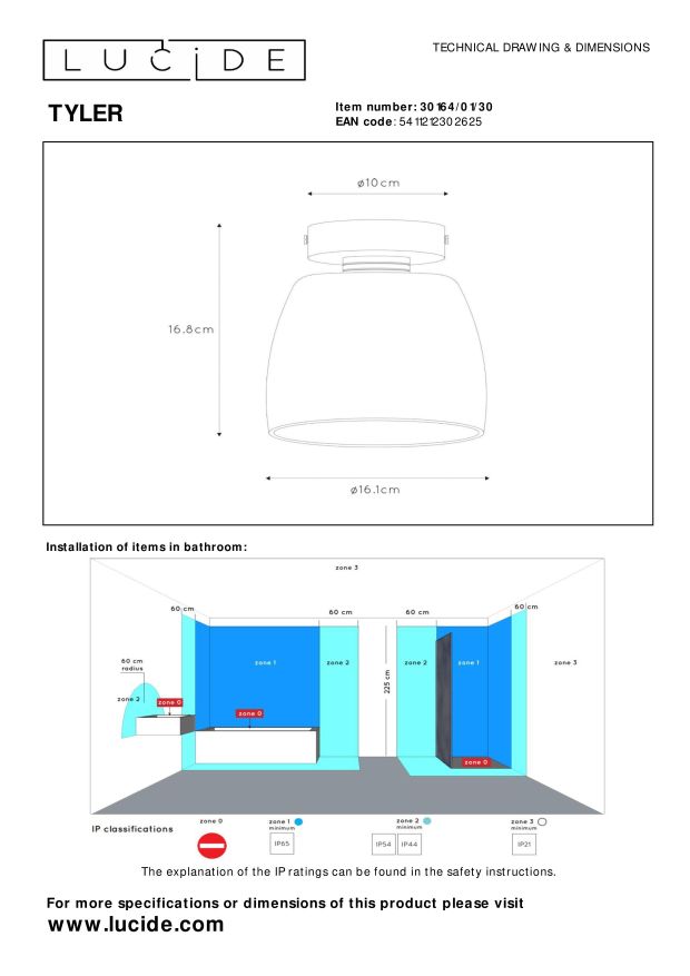 Lampa łazienkowa TYLER 30164/01/30 - Lucide - obrazek 4
