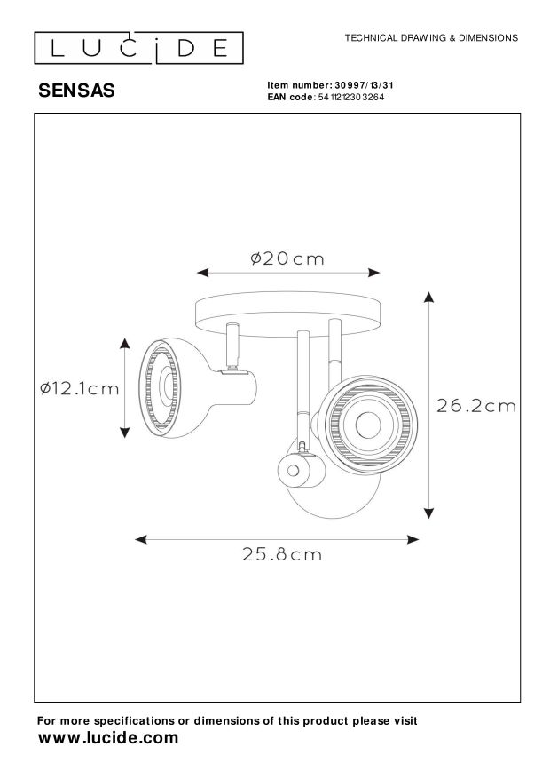 Reflektor sufitowy SENSAS 30997/13/31 - Lucide - obrazek 3
