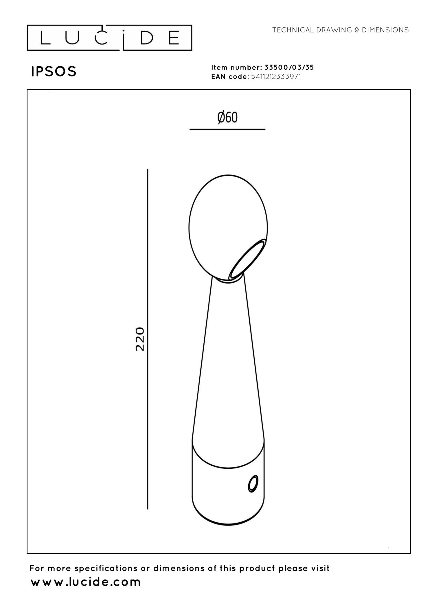 Lampa stołowa IPSOS 33500/03/35 - Lucide - obrazek 7