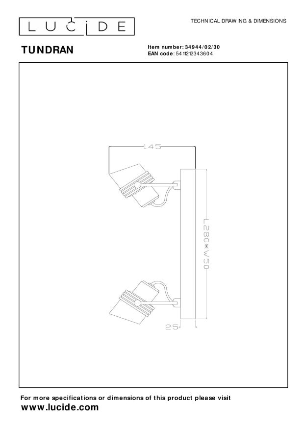 Reflektor sufitowy TUNDRAN 34944/02/30 - Lucide - obrazek 6