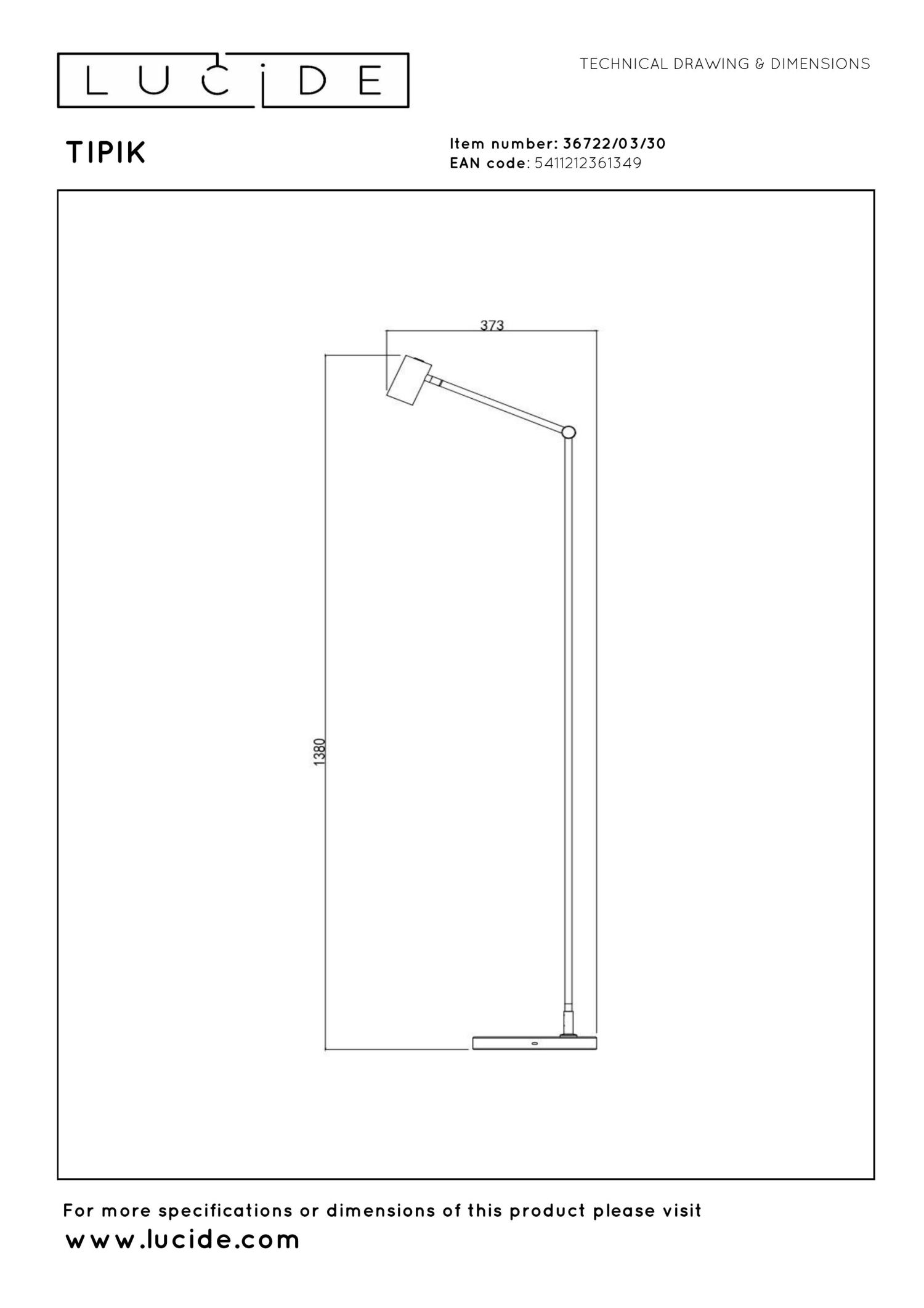 Lampa podłogowa TIPIK 36722/03/30 - Lucide - obrazek 6