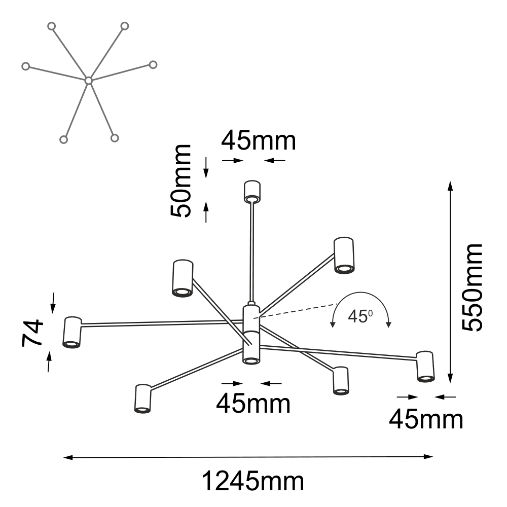 Lampa wisząca Dakata 6 - Czarna 5638 - Antigo - obrazek 2